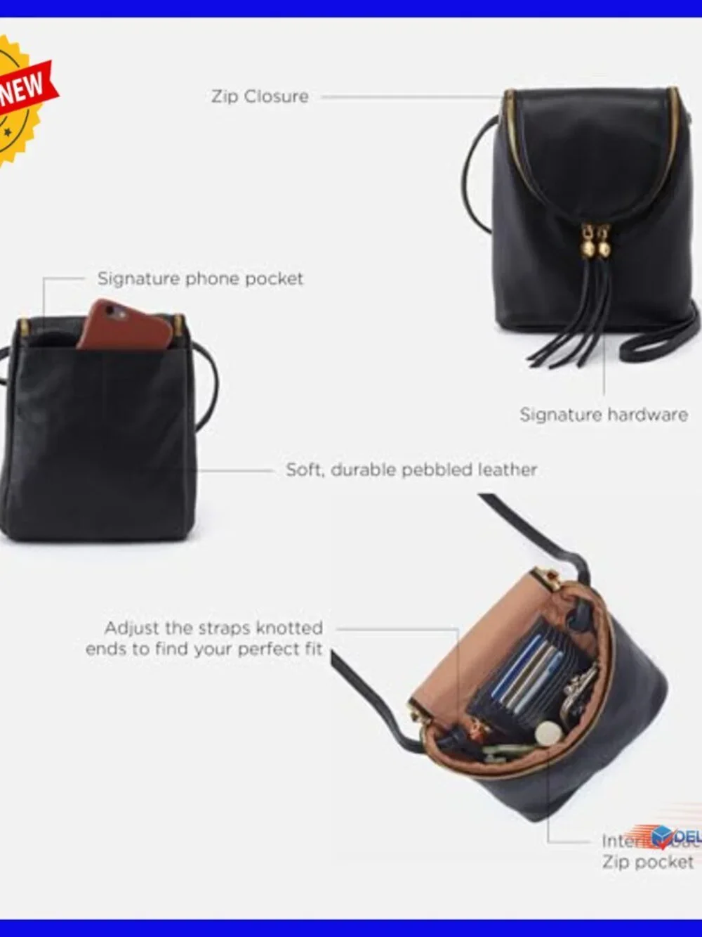 Leather Crossbody Hobo Bag Adjustable Strap Travel Purse Essentials
